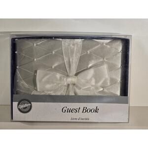 Wilton Timeless Wedding Guest Book Ivory Satin Pearl Bow New